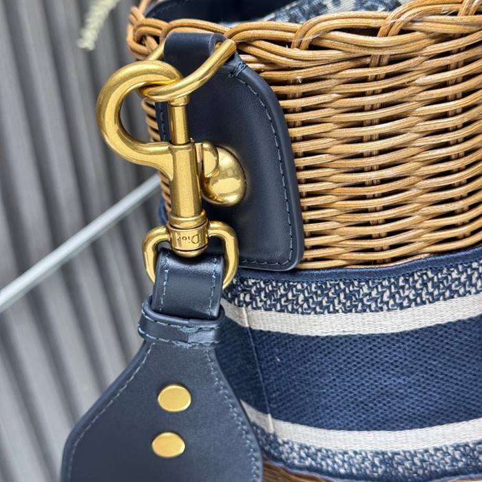 DIOR 8311 編み、オブリーク プリント、刺繍、フラワー ブルー 斜め掛けバッグ、ショルダーバッグ、ハンドバッグ クラシック サイズ:28x21x12cm