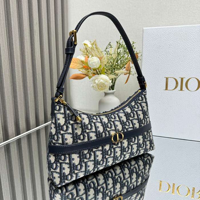 DIOR 2381 カーフレザー、レザー、オブリーク プリント、フラワー ブルー、ゴールド、ベージュ 斜め掛けバッグ、ショルダーバッグ ミニ 新作 サイズ:23x13cm