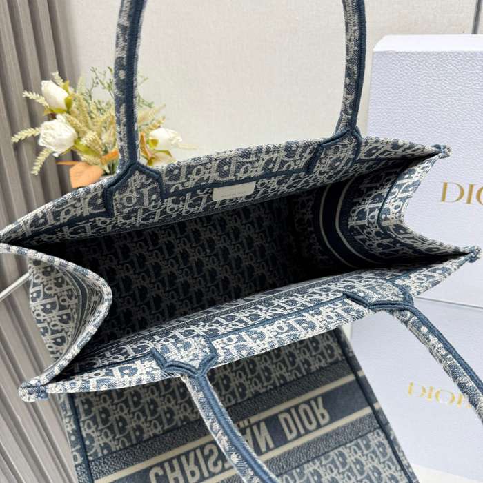 DIOR 1286 ストライプ、刺繍、レター ブルー、ベージュ ハンドバッグ、トートバッグ 中 36.0x27.5x16.5cm サイズ:36x27.5x16.5cm