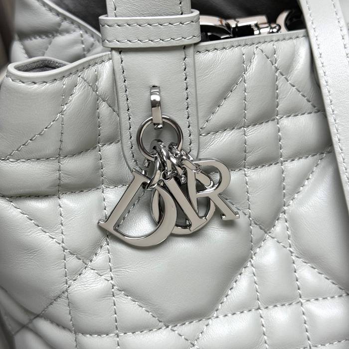 DIOR 2822 カーフレザー、レザー グレンチェック、レター ホワイト、グレー ハンドバッグ、ハンドバッグ 小 新作 23.0x15.0x15.0cm サイズ:23x15x15cm