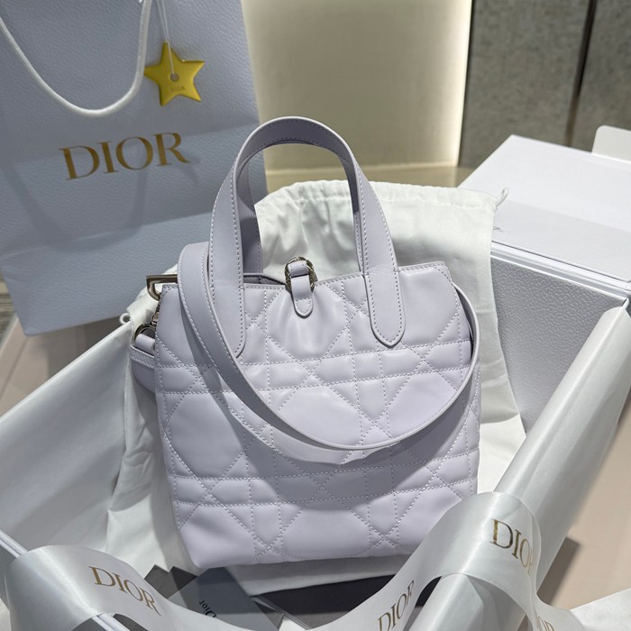 DIOR カーフレザー グレンチェック パープル、ゴールド ショルダーバッグ 小 限定版 18.0x16.0x12.0cm サイズ:18x16x12cm