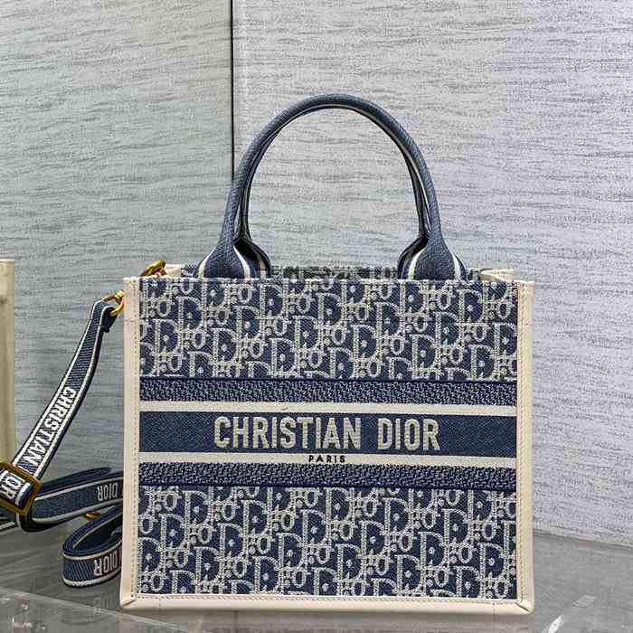 DIOR 8004 カーフレザー 刺繍、レター ホワイト、ブルー 斜め掛けバッグ、トートバッグ 小 クラシック 26.0x21.0x12.0cm サイズ:26x21x12cm
