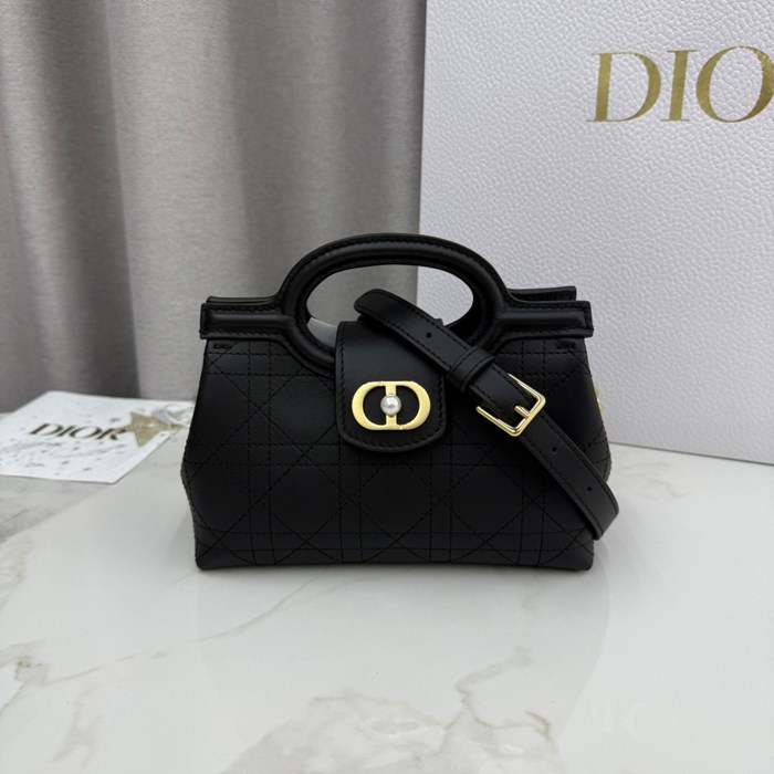 DIOR ラムレザー、レザー、チェーン グレンチェック、レター、ビーズ ブラック、ホワイト、ゴールド 斜め掛けバッグ、ショルダーバッグ、ハンドバッグ ミニ 新作 サイズ:18.5x13x8.5cm