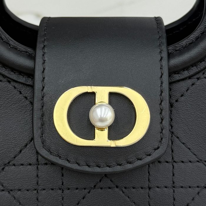 DIOR ラムレザー、レザー、チェーン グレンチェック、レター、ビーズ ブラック、ホワイト、ゴールド 斜め掛けバッグ、ショルダーバッグ、ハンドバッグ ミニ 新作 サイズ:18.5x13x8.5cm