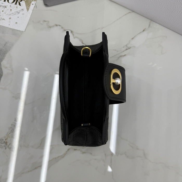 DIOR ラムレザー、レザー、チェーン グレンチェック、レター、ビーズ ブラック、ホワイト、ゴールド 斜め掛けバッグ、ショルダーバッグ、ハンドバッグ ミニ 新作 サイズ:18.5x13x8.5cm