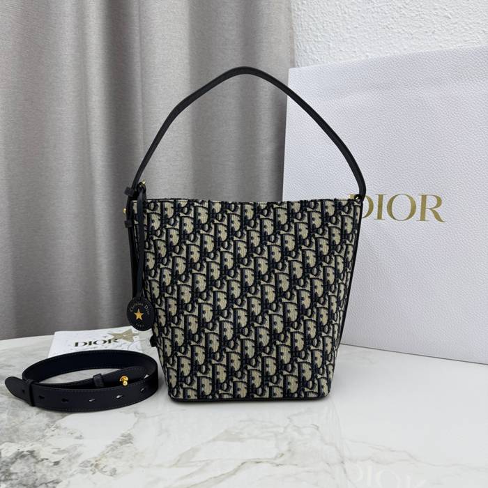 DIOR 2854 カーフレザー、レザー、オブリーク プリント、レター、フラワー ブルー、ベージュ 斜め掛けバッグ、ショルダーバッグ、ハンドバッグ 小 新作 サイズ:24x20x15cm