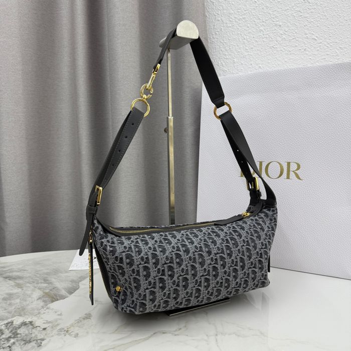 DIOR 2416 カーフレザー レター グレー、ゴールド、ベージュ 斜め掛けバッグ、ショルダーバッグ、ハンドバッグ 小 ヴィンテージ 25.5x14.5x14.0cm サイズ:25.5x14.5x14cm