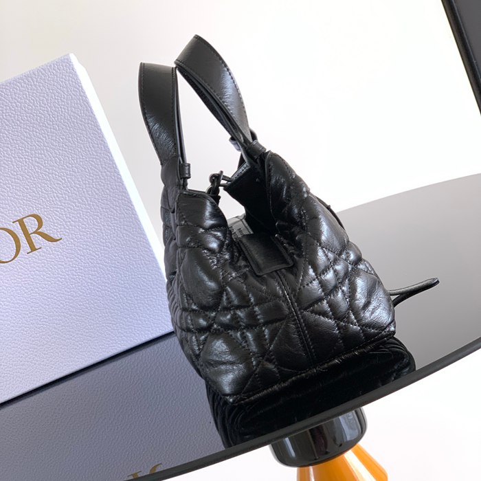 DIOR カーフレザー、レザー グレンチェック、レター ブラック、ベージュ ハンドバッグ、ハンドバッグ 小 23.0x15.5x12.0cm サイズ:23x15.5x12cm
