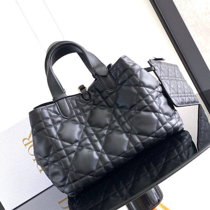 DIOR 2821 カーフレザー、レザー グレンチェック、刺繍、レター ブラック、ベージュ ショルダーバッグ、ハンドバッグ、ハンドバッグ 中 新作 サイズ:28.5x21.5x17cm