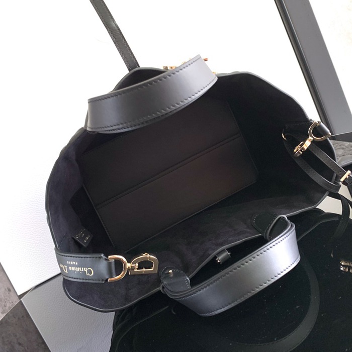 DIOR 2821 カーフレザー、レザー グレンチェック、刺繍、レター ブラック、ベージュ ショルダーバッグ、ハンドバッグ、ハンドバッグ 中 新作 サイズ:28.5x21.5x17cm