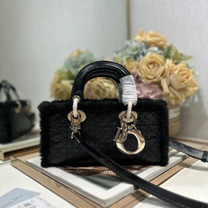 DIOR 0540 カーフレザー、スエード、レザー グレンチェック ブラック、ベージュ 斜め掛けバッグ、ショルダーバッグ、ハンドバッグ 小 22.5x12.5x5.5cm サイズ:22.5x12.5x5.5cm