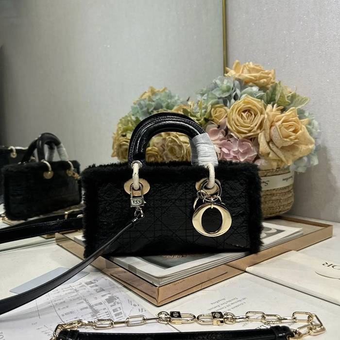 DIOR 0540 カーフレザー、スエード、レザー グレンチェック ブラック、ベージュ 斜め掛けバッグ、ショルダーバッグ、ハンドバッグ 小 22.5x12.5x5.5cm サイズ:22.5x12.5x5.5cm