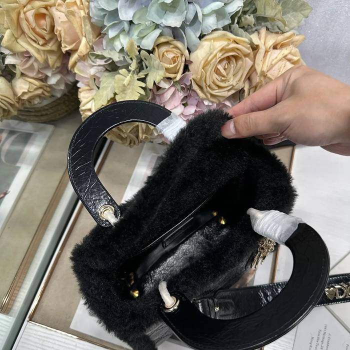DIOR 0538 ブラック、ベージュ 斜め掛けバッグ、ショルダーバッグ、ハンドバッグ 小 ミニ 20.0x17.0x8.0cm サイズ:20x17cm