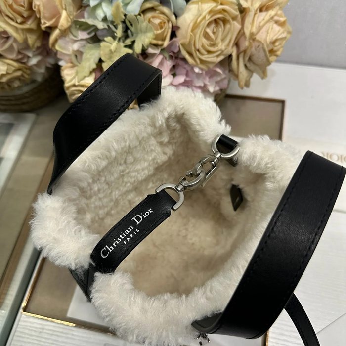 DIOR 2836 ラムレザー、レザー グレンチェック、レター ブラック、ホワイト、グレー 斜め掛けバッグ、ハンドバッグ 小 限定版 18.5x18.5x12.0cm サイズ:18.5x18.5x12cm