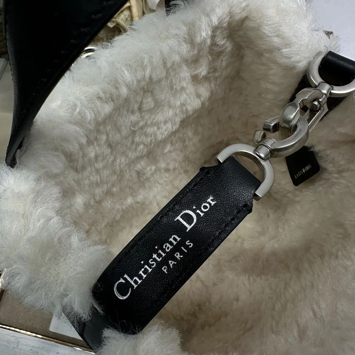 DIOR 2836 ラムレザー、レザー グレンチェック、レター ブラック、ホワイト、グレー 斜め掛けバッグ、ハンドバッグ 小 限定版 18.5x18.5x12.0cm サイズ:18.5x18.5x12cm
