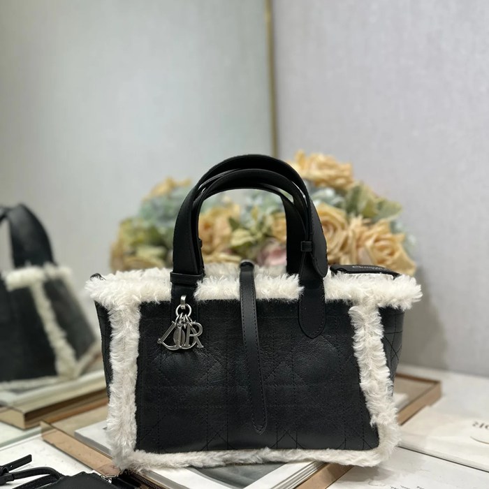 DIOR 1188 カーフレザー、レザー グレンチェック ブラック、ホワイト、グレー 斜め掛けバッグ、ハンドバッグ、ハンドバッグ 小 23.0x14.0x12.0cm サイズ:23x14x12cm