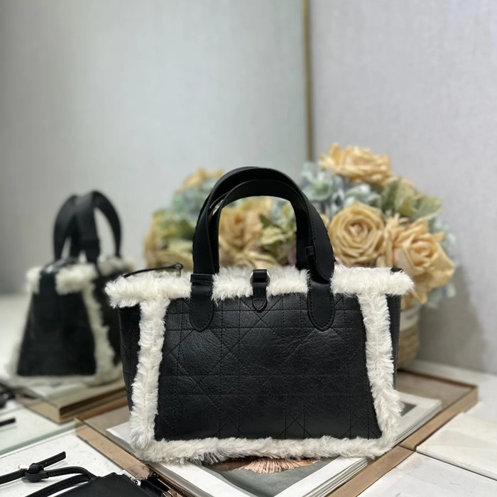 DIOR 1188 カーフレザー、レザー グレンチェック ブラック、ホワイト、グレー 斜め掛けバッグ、ハンドバッグ、ハンドバッグ 小 23.0x14.0x12.0cm サイズ:23x14x12cm