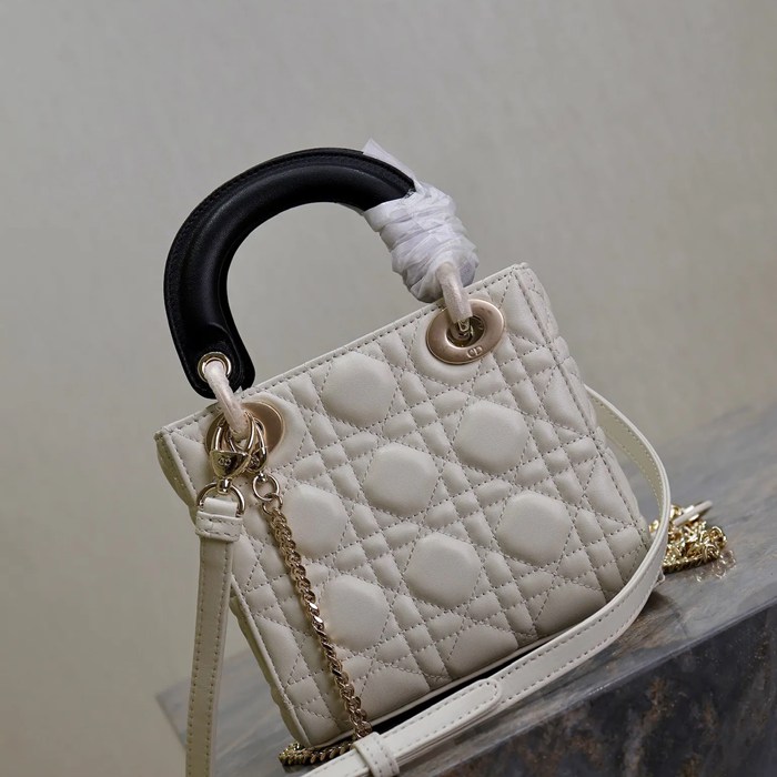 DIOR 0505 ラムレザー、スエード、レザー グレンチェック、レター、パッチワーク ブラック、ホワイト、ゴールド 斜め掛けバッグ、ショルダーバッグ、ハンドバッグ クラシック サイズ:17x14x7.5cm