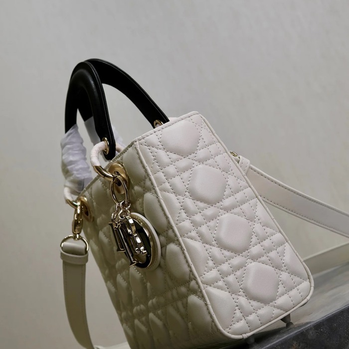 DIOR 0531 ラムレザー、スエード、レザー グレンチェック、レター、パッチワーク ブラック、ホワイト、ゴールド 斜め掛けバッグ、ショルダーバッグ、ハンドバッグ クラシック サイズ:20x16.5cm