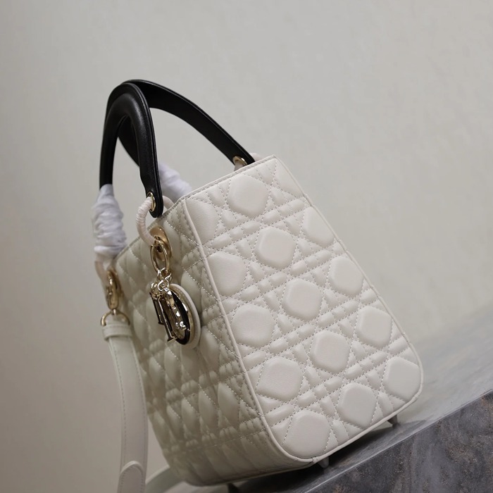 DIOR 0565 ラムレザー、スエード、レザー グレンチェック、レター、パッチワーク ブラック、ホワイト、ゴールド 斜め掛けバッグ、ショルダーバッグ、ハンドバッグ クラシック サイズ:24x20x11cm