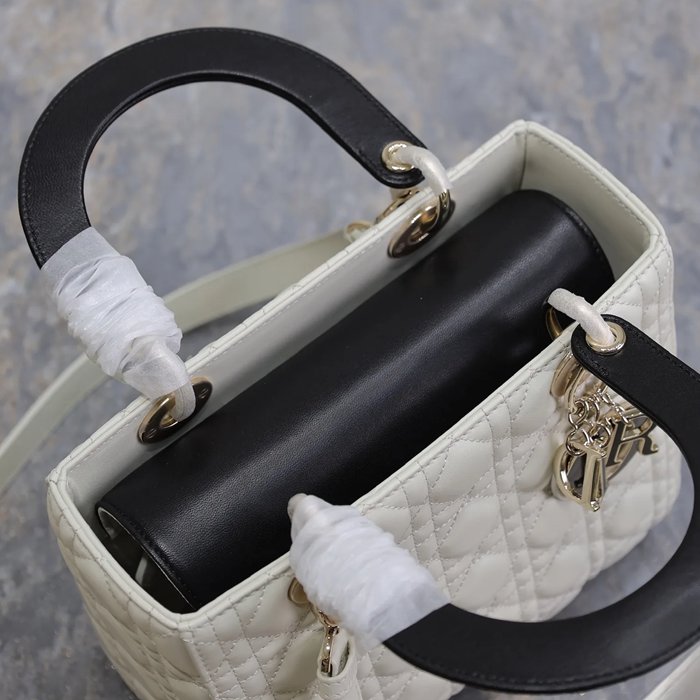 DIOR 0565 ラムレザー、スエード、レザー グレンチェック、レター、パッチワーク ブラック、ホワイト、ゴールド 斜め掛けバッグ、ショルダーバッグ、ハンドバッグ クラシック サイズ:24x20x11cm
