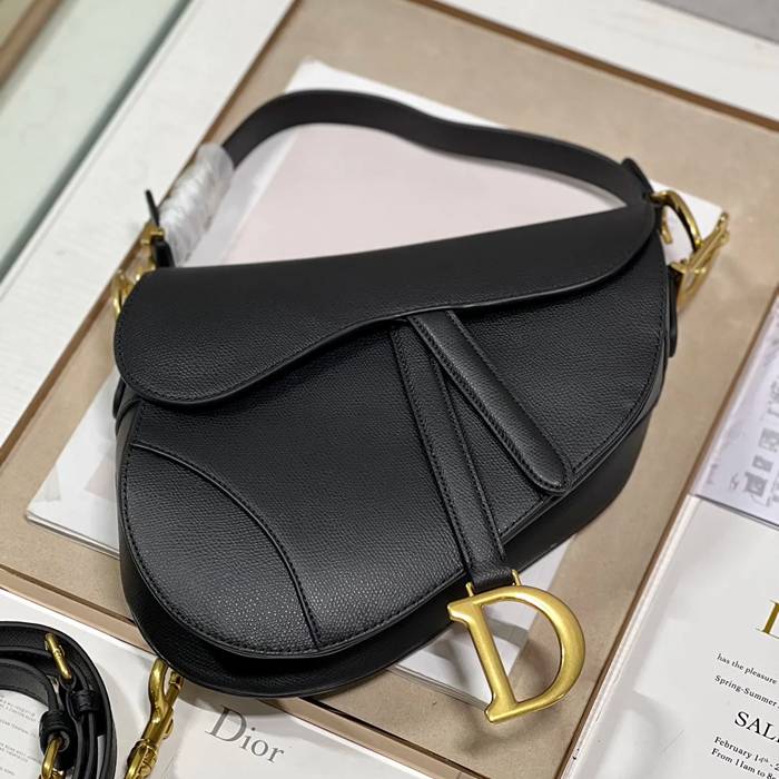 DIOR 93271 刺繍 ブラック 斜め掛けバッグ、ショルダーバッグ、サドルバッグ 大 小 25.5x20.0x6.5cm サイズ:25.5x20x6.5cm