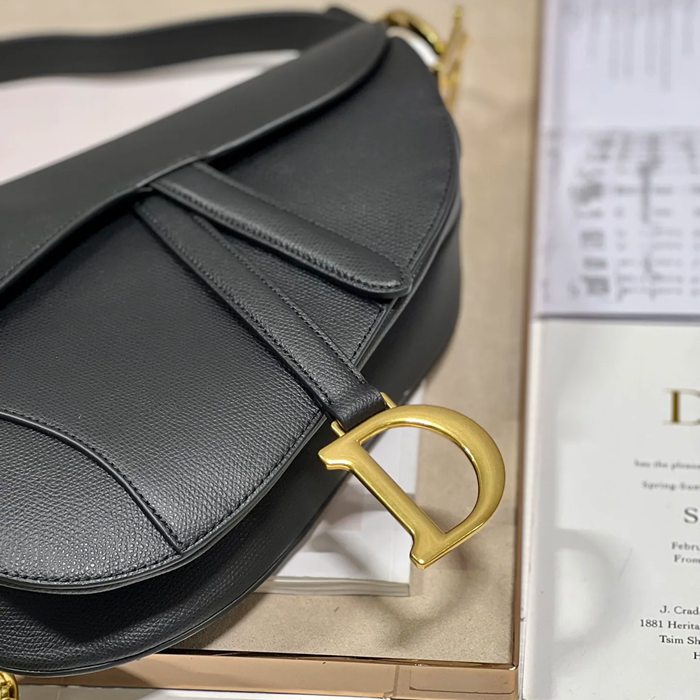 DIOR 93271 刺繍 ブラック 斜め掛けバッグ、ショルダーバッグ、サドルバッグ 大 小 25.5x20.0x6.5cm サイズ:25.5x20x6.5cm