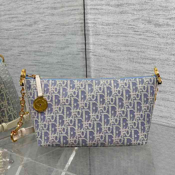 DIOR カーフレザー ホワイト、ブルー、グレー 斜め掛けバッグ、ショルダーバッグ クラシック 28.5x14.5x10.0cm サイズ:28.5x14.5x10cm
