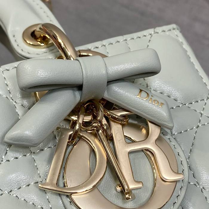 DIOR ラムレザー リボン グリーン 斜め掛けバッグ、ショルダーバッグ、レディーディオール 小 ミニ 19.0x10.5x5.5cm サイズ:19x10.5x5.5cm