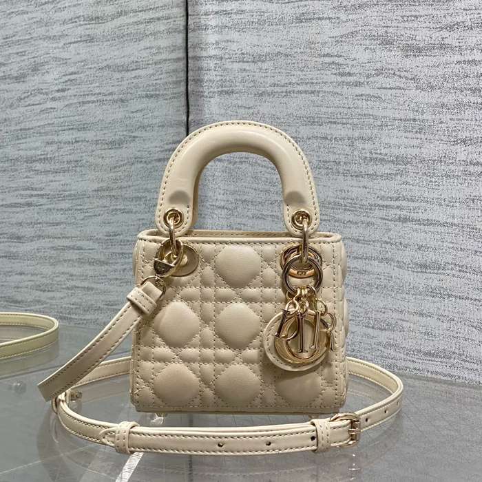 DIOR ラムレザー レター レッド、ゴールド、ベージュ 斜め掛けバッグ、カードケース ミニ 12.0x10.0x5.0cm サイズ:12x10x5cm