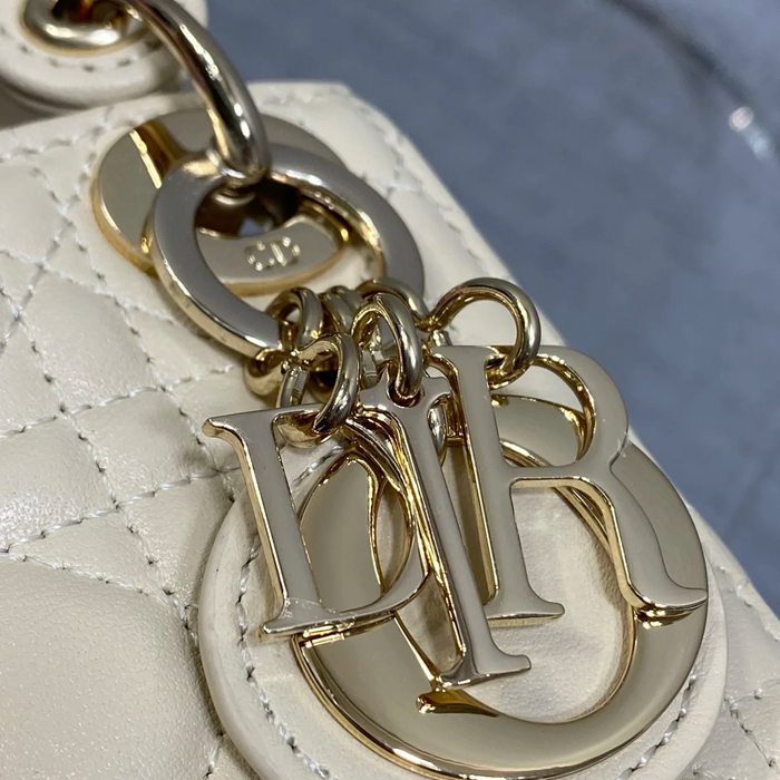 DIOR ラムレザー レター レッド、ゴールド、ベージュ 斜め掛けバッグ、カードケース ミニ 12.0x10.0x5.0cm サイズ:12x10x5cm