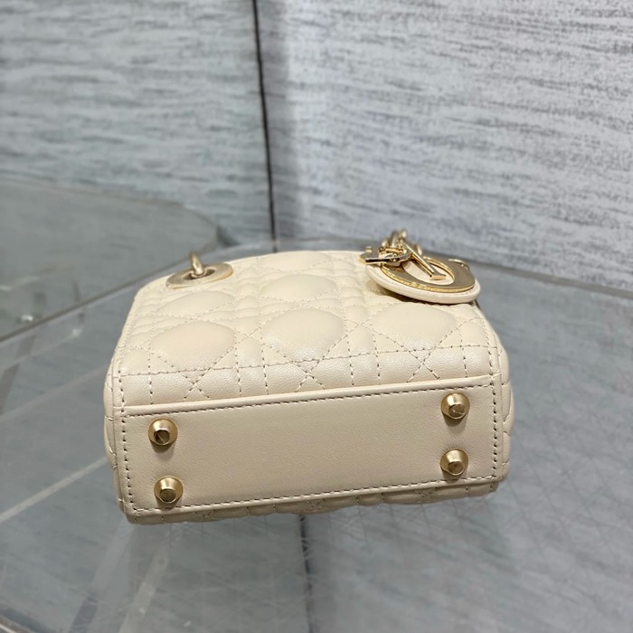 DIOR ラムレザー レター レッド、ゴールド、ベージュ 斜め掛けバッグ、カードケース ミニ 12.0x10.0x5.0cm サイズ:12x10x5cm