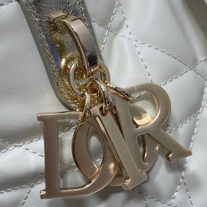 DIOR ホワイト、ゴールド、シルバー 斜め掛けバッグ、ハンドバッグ 小 限定版 18.0x16.0x12.0cm サイズ:18x16x12cm