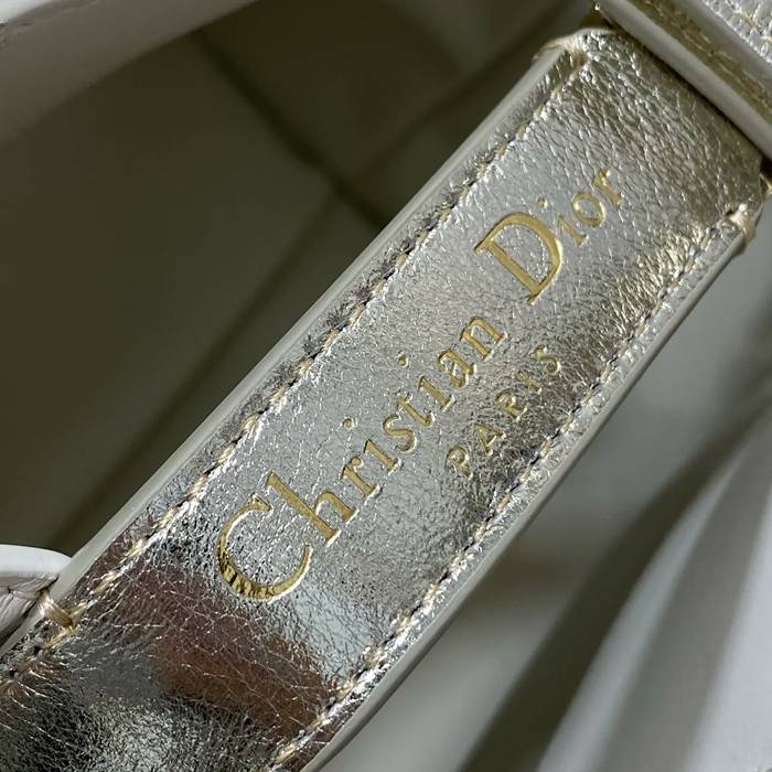 DIOR ホワイト、ゴールド、シルバー 斜め掛けバッグ、ハンドバッグ 小 限定版 18.0x16.0x12.0cm サイズ:18x16x12cm