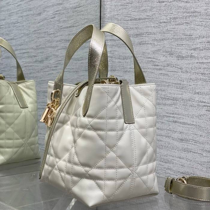 DIOR ホワイト、ゴールド、シルバー 斜め掛けバッグ、ハンドバッグ 小 限定版 18.0x16.0x12.0cm サイズ:18x16x12cm