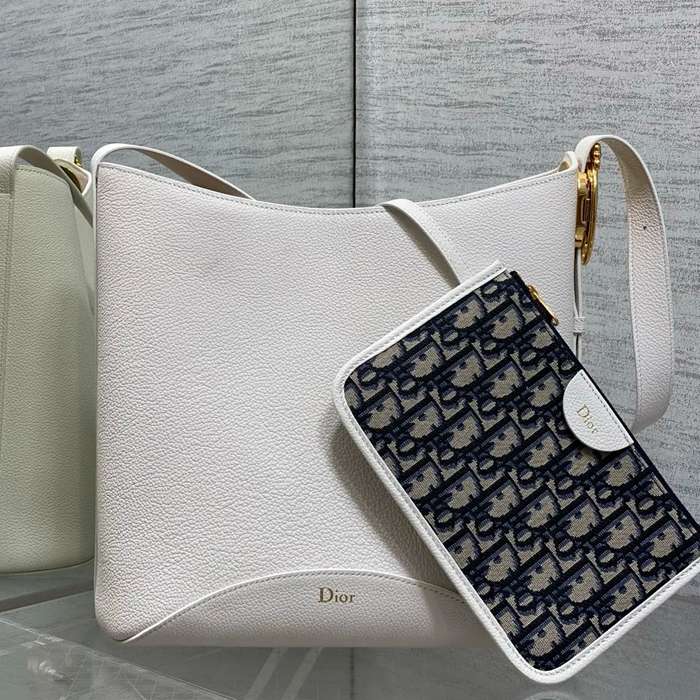 DIOR カーフレザー、レザー レター ホワイト、ゴールド ショルダーバッグ、バケツバッグ 新作 クラシック 26.5x26.0x15.0cm サイズ:26.5x26x15cm
