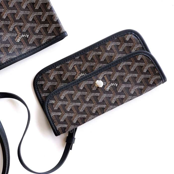GOYARD 6603 キャンバス、レザー ブラック ショルダーバッグ、ハンドバッグ サンルイ、ゴヤルディン、キャンバス 34x28x15cm サイズ:34x28x15cm