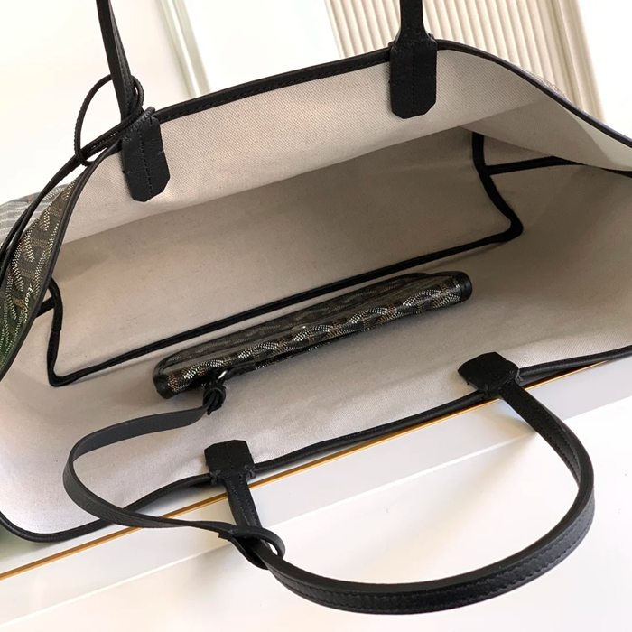 GOYARD 6603 キャンバス、レザー ブラック ショルダーバッグ、ハンドバッグ サンルイ、ゴヤルディン、キャンバス 34x28x15cm サイズ:34x28x15cm