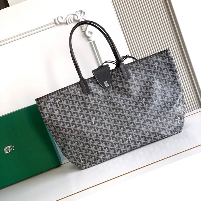 GOYARD 6603 キャンバス、レザー グレー ショルダーバッグ、ハンドバッグ サンルイ、ゴヤルディン、キャンバス 34x28x15cm サイズ:34x28x15cm