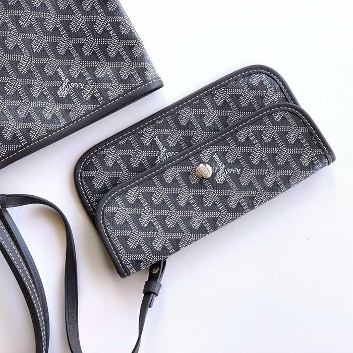 GOYARD 6603 キャンバス、レザー グレー ショルダーバッグ、ハンドバッグ サンルイ、ゴヤルディン、キャンバス 34x28x15cm サイズ:34x28x15cm
