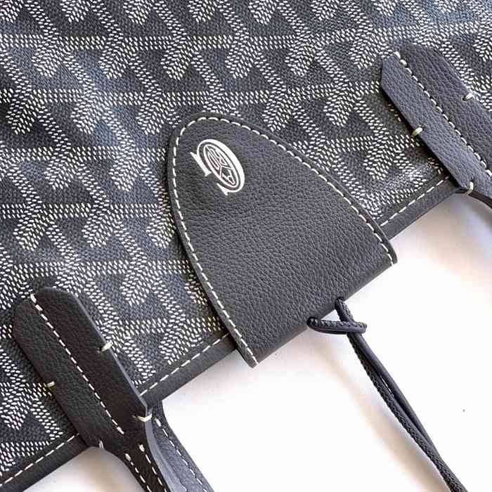 GOYARD 6603 キャンバス、レザー グレー ショルダーバッグ、ハンドバッグ サンルイ、ゴヤルディン、キャンバス 34x28x15cm サイズ:34x28x15cm
