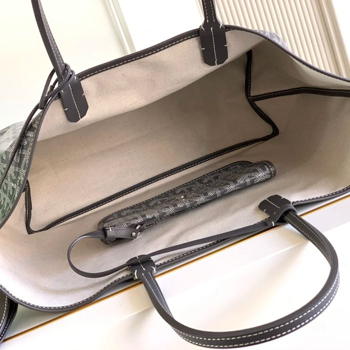 GOYARD 6603 キャンバス、レザー グレー ショルダーバッグ、ハンドバッグ サンルイ、ゴヤルディン、キャンバス 34x28x15cm サイズ:34x28x15cm