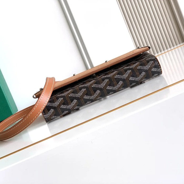 GOYARD 6112 レザー 斜め掛けバッグ、ハンドバッグ、木製バッグ モンテカルロ、木製、レザー サイズ:9X3.3X10cm