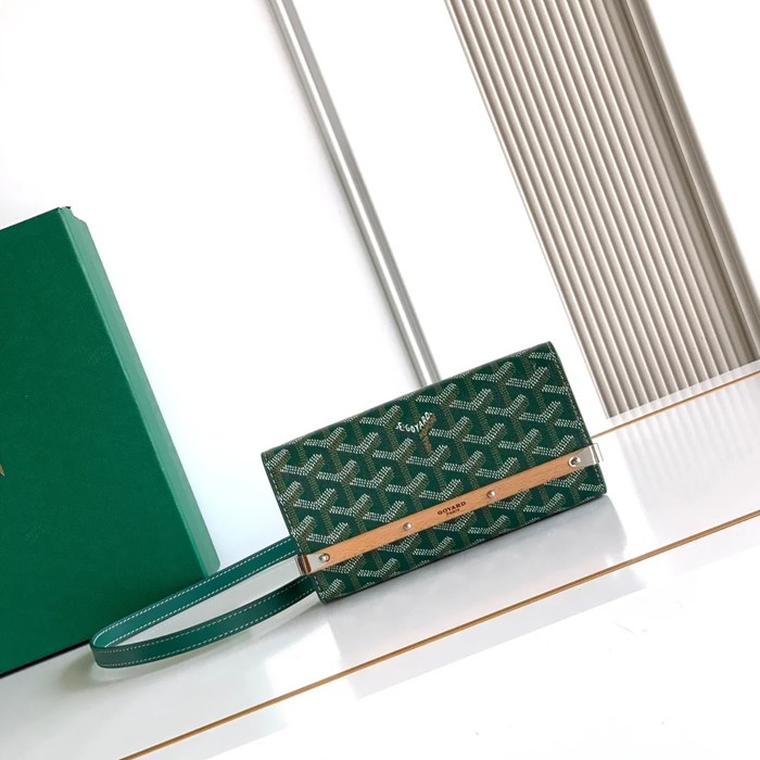 GOYARD 6112 キャンバス、レザー イエロー ハンドバッグ、木製バッグ、ミニバッグ モンテカルロ、キャンバス、木製 サイズ:9X3.3X10cm