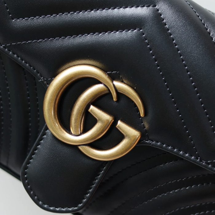 GUCCI 446744 カーフレザー チェーンバッグ GG、マルモント 23x14cm サイズ:23x14cm