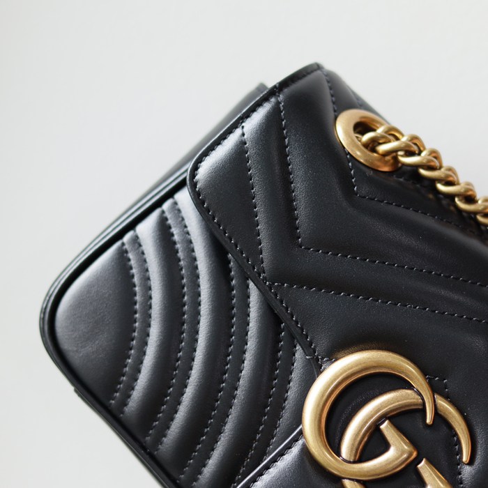GUCCI 446744 カーフレザー チェーンバッグ GG、マルモント 23x14cm サイズ:23x14cm