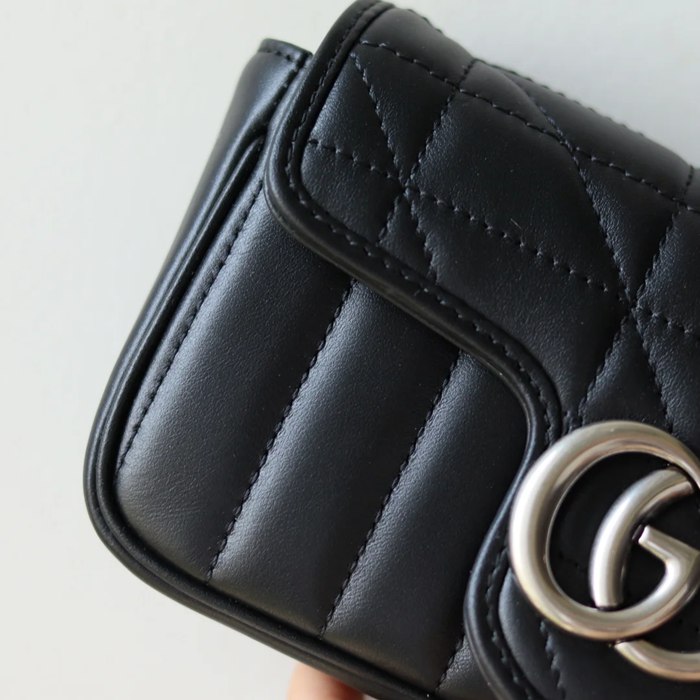 GUCCI 476433 シルバー ハンドバッグ GG、マルモント 16x10cm サイズ:16x10cm