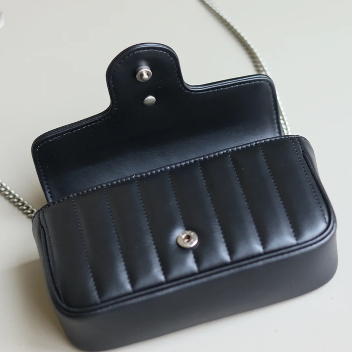 GUCCI 476433 シルバー ハンドバッグ GG、マルモント 16x10cm サイズ:16x10cm
