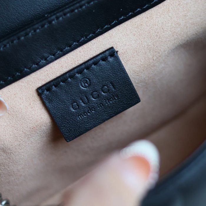 GUCCI 476433 シルバー ハンドバッグ GG、マルモント 16x10cm サイズ:16x10cm