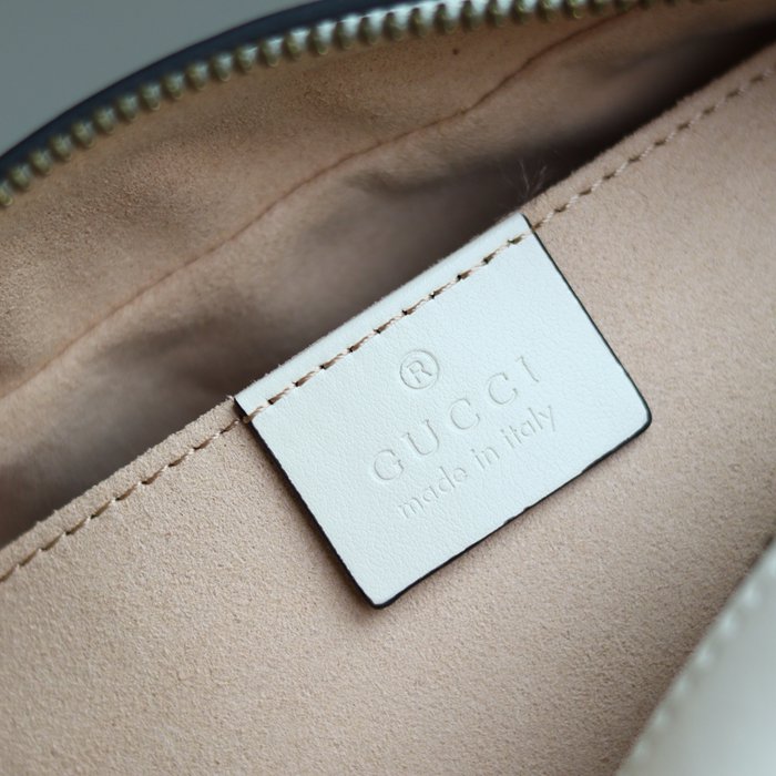 GUCCI 447632 ホワイト ハンドバッグ GG、マルモント 24x13cm サイズ:24x13cm